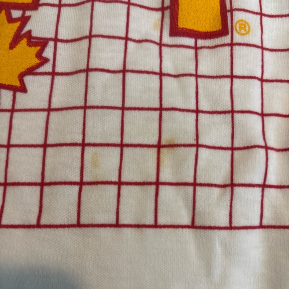 VTG McDonald's White T-shirt Red Logo Spell Out Sleeves Checkered Front S READ - Picture 10 of 15